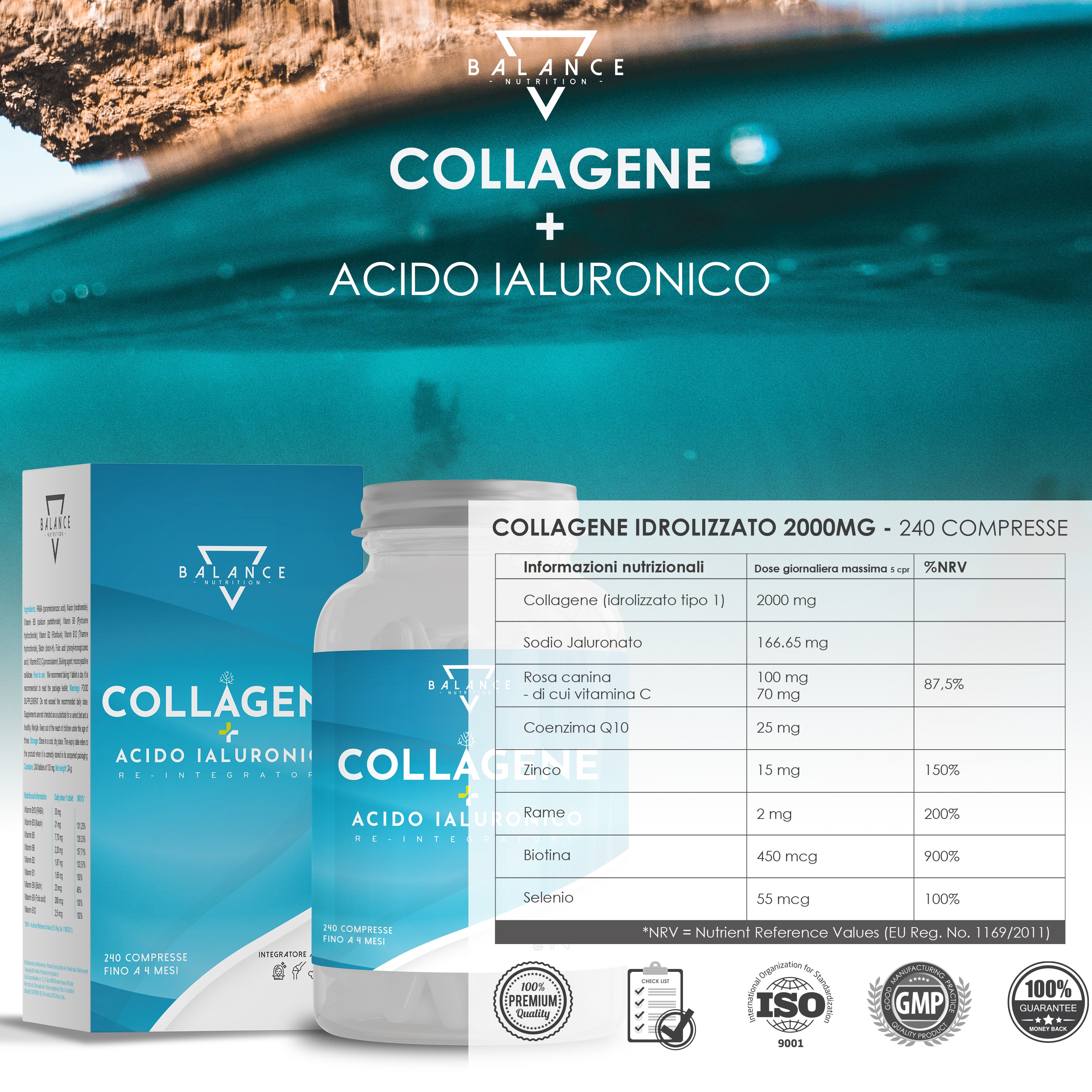 COLLAGÈNE HYDROLYSÉ À L'ACIDE HYALURONIQUE™ Complément alimentaire pour le bien-être de la peau, des articulations et des os