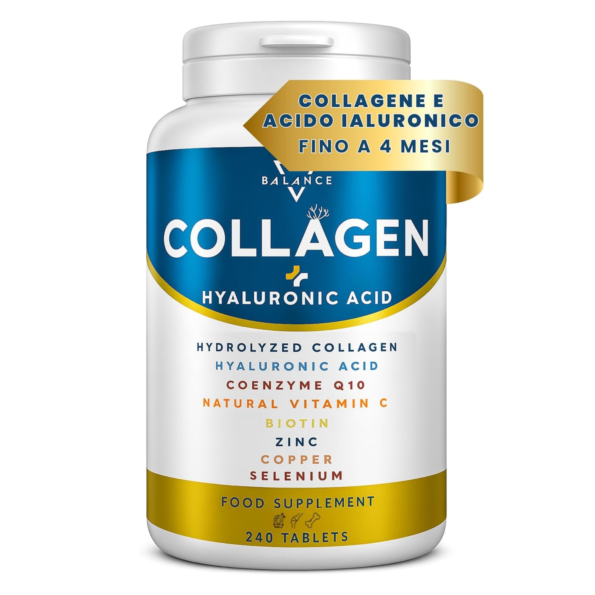 COLLAGÈNE HYDROLYSÉ À L'ACIDE HYALURONIQUE™ Complément alimentaire pour le bien-être de la peau, des articulations et des os
