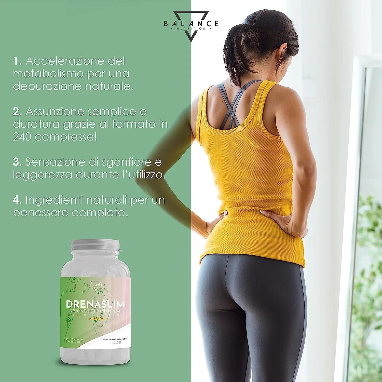 DRENASLIM - Integratore Alimentare per favorire il Drenaggio dei Liquidi e contrastare gli Inestetismi della Cellulite - Balance Nutrition