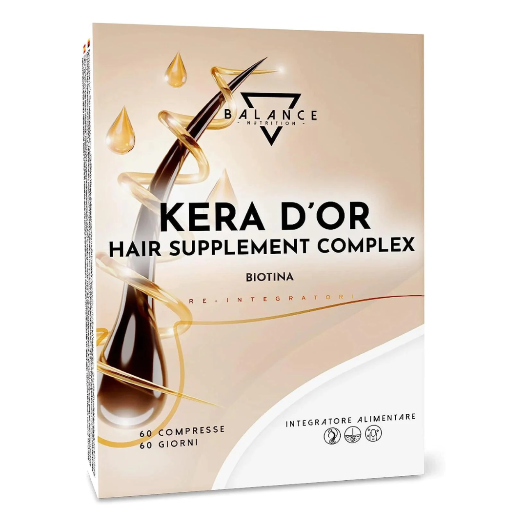 KERA D'OR® - 60 COMPRIMÉS | Supplément | Vitamines capillaires | 13 ingrédients actifs dont : Biotine, Kératine, Zinc, Millet, Pomme Annurca, Méthionine et Cystéine, Sélénium