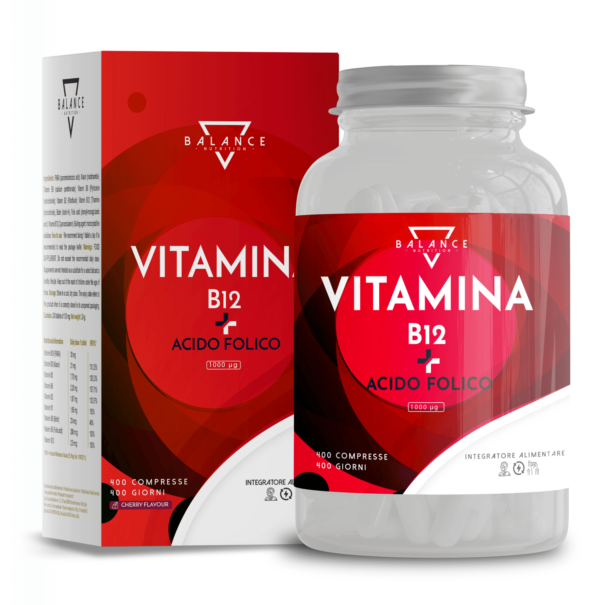 VITAMINA B12 E ACIDO FOLICO Supporto per stanchezza e gravidanza - Balance Nutrition