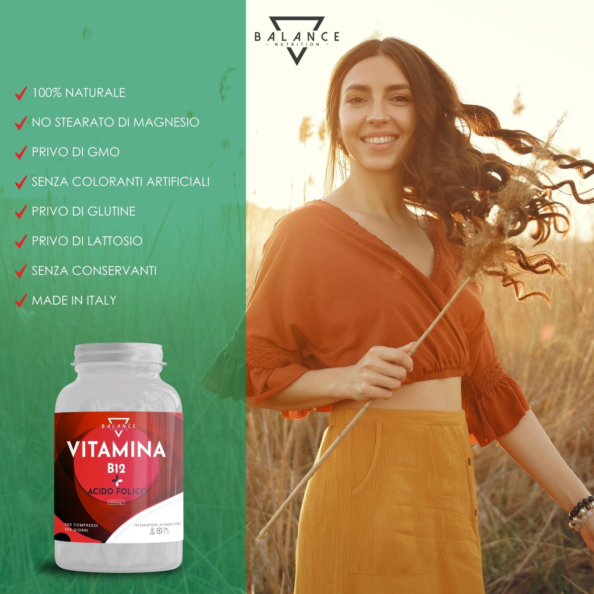 VITAMINA B12 E ACIDO FOLICO Supporto per stanchezza e gravidanza - Balance Nutrition